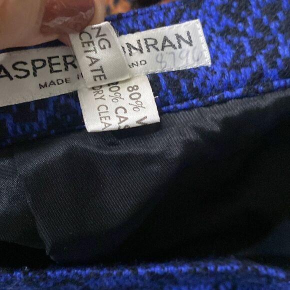 Jasper Conrad Royal Blue Black Pencil Skirt Wool and Cashmere Blend - Picture 11 of 14